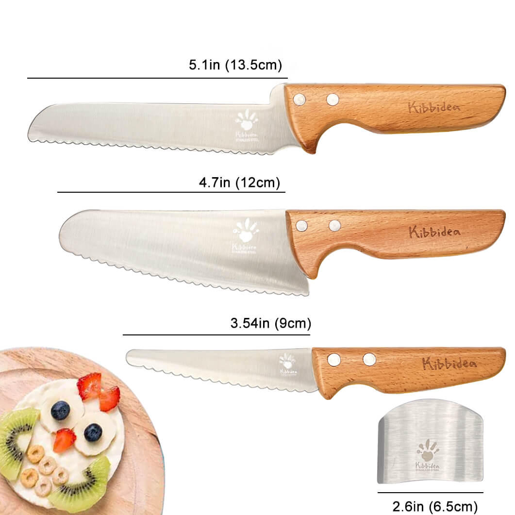 Kibbidea Children Knives 4-piece Kids Safe Knife Set for Real Cooking  Stainless Steel Toddler Kitchen